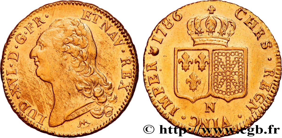 LOUIS XVI Double louis d’or aux écus accolés 1786 Montpellier fVZ