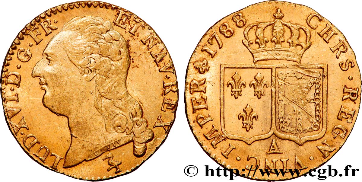 LOUIS XVI Louis d or aux écus accolés 1788 Paris TTB