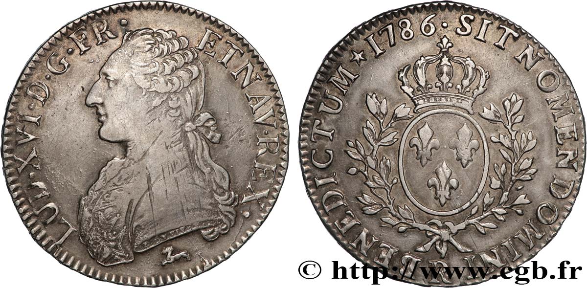 LOUIS XVI Écu aux branches d olivier 1786 Orléans TTB