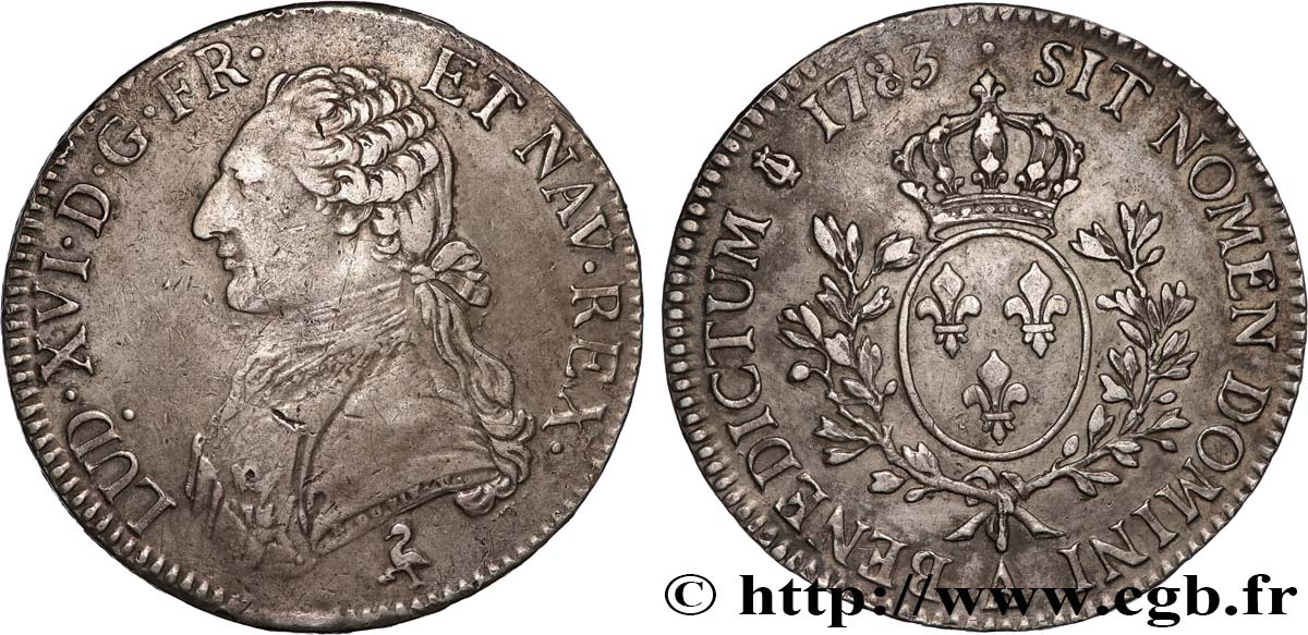 LOUIS XVI Écu aux branches d olivier 1783 Paris TB+/TTB