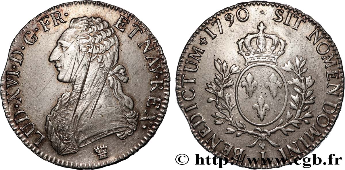 LOUIS XVI Écu aux branches d olivier 1790 Limoges TTB+