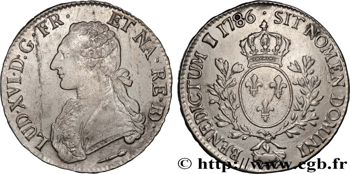 LOUIS XVI Écu aux branches d olivier 1786 Pau TB+/TTB