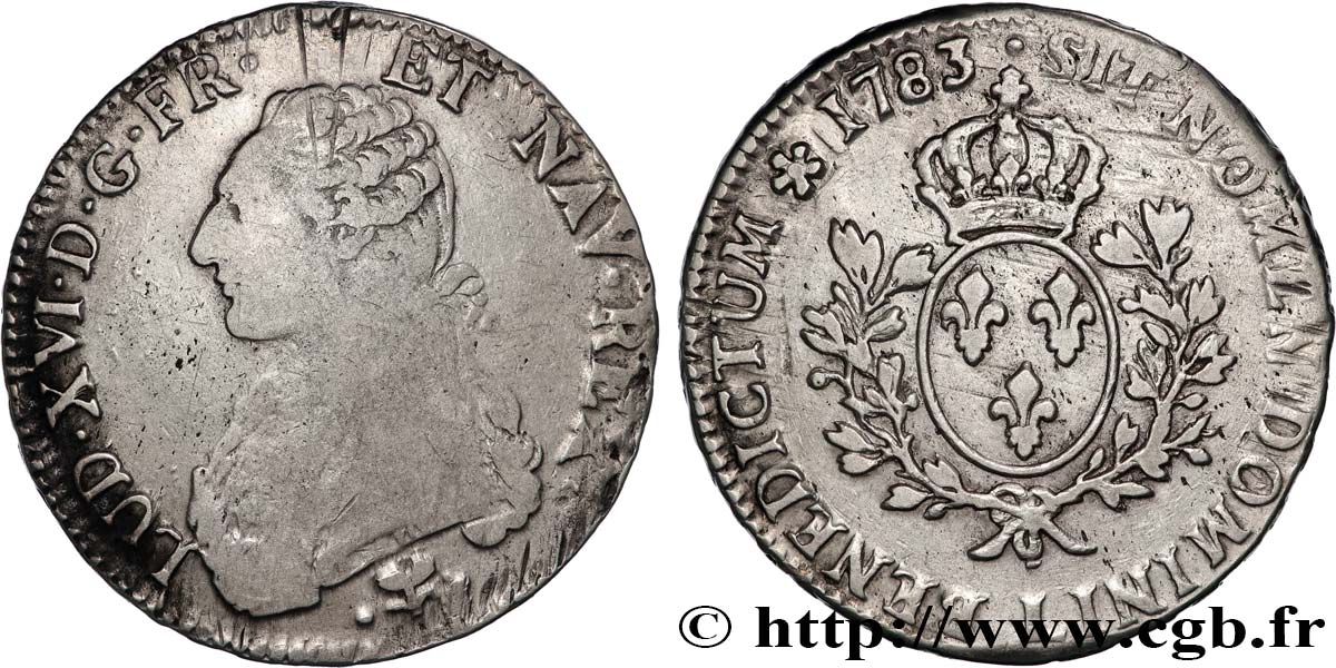 LOUIS XVI Écu aux branches d olivier 1783 Bayonne VF/XF