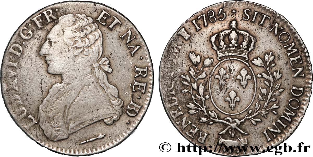 LOUIS XVI Écu aux branches d olivier 1785 Pau TB+/TTB