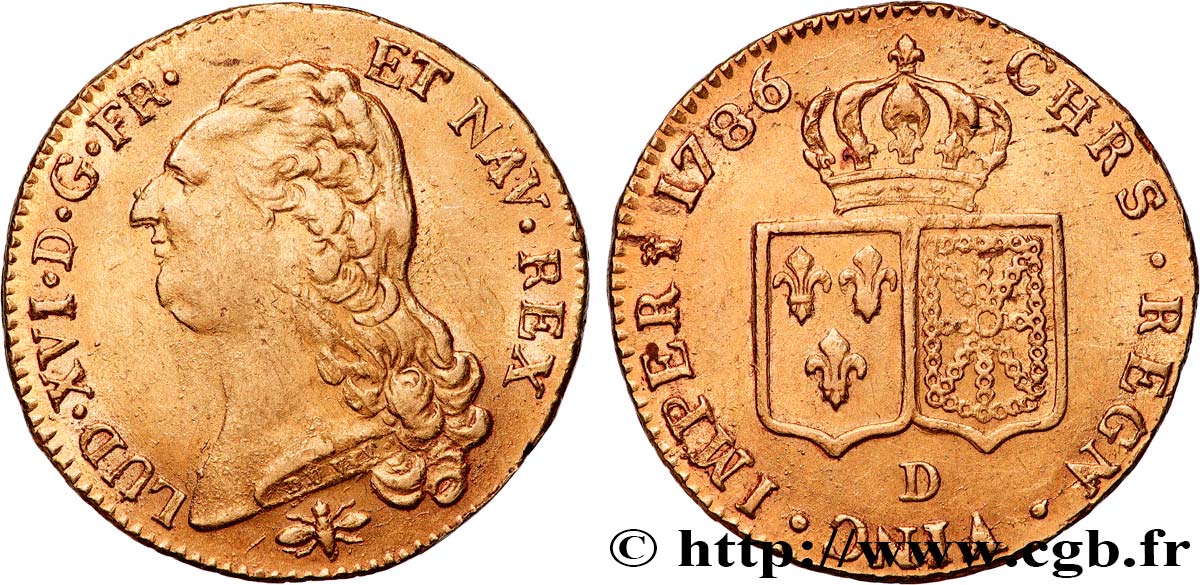 LOUIS XVI Double louis d’or aux écus accolés 1786 Lyon q.SPL