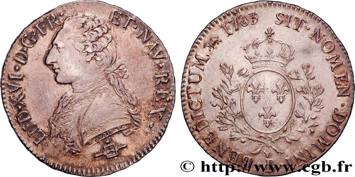 LOUIS XVI Écu aux branches d olivier 1783 Rouen fVZ/VZ