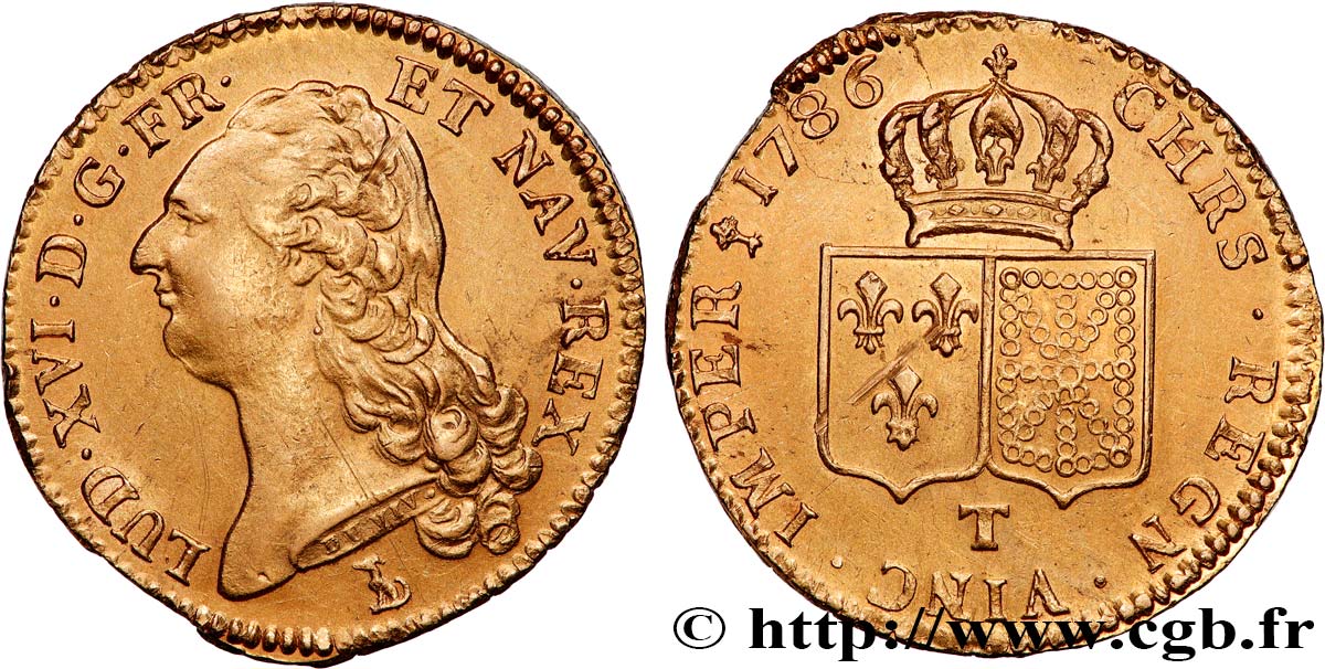 LOUIS XVI Double louis d’or aux écus accolés 1786 Nantes TTB+