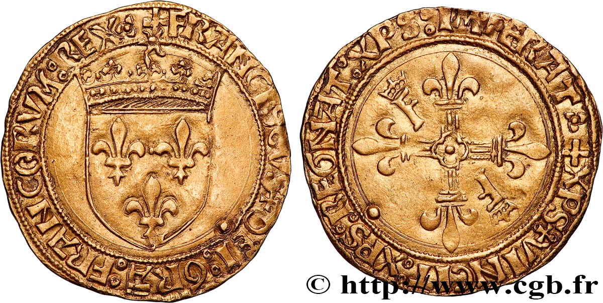 FRANCIS I Écu d or au soleil, 2e type 23/01/1515 Lyon AU