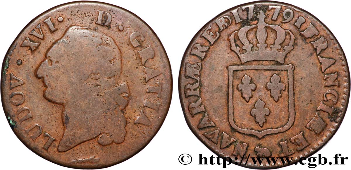 LOUIS XVI Sol dit &nbsp;à l&nbsp;écu&nbsp; de Béarn 1779 Pau TB+