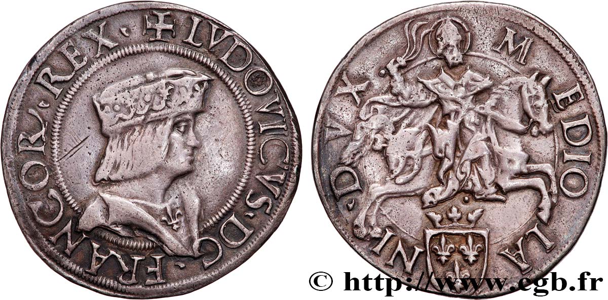 ITALY - DUCHY OF MILAN - LOUIS XII Teston c. 1500-1512 Milan BB/q.SPL