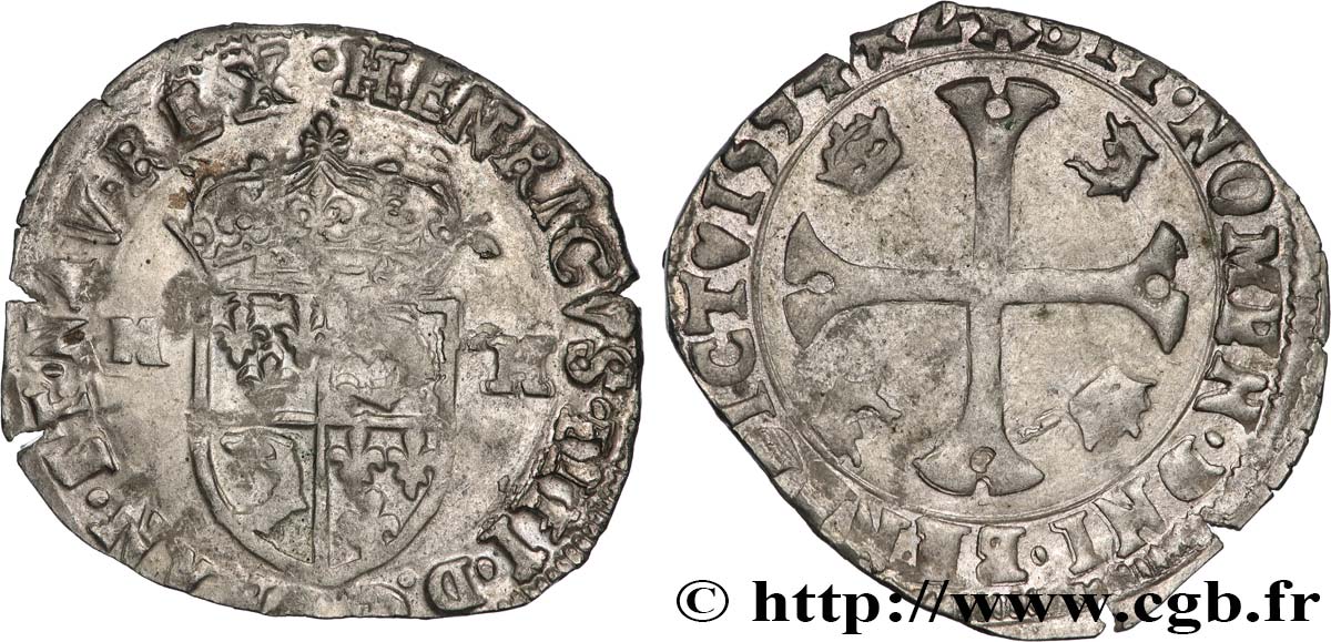 HENRI IV LE GRAND Douzain du Dauphiné aux deux H, 2e type 1594 Grenoble TB+