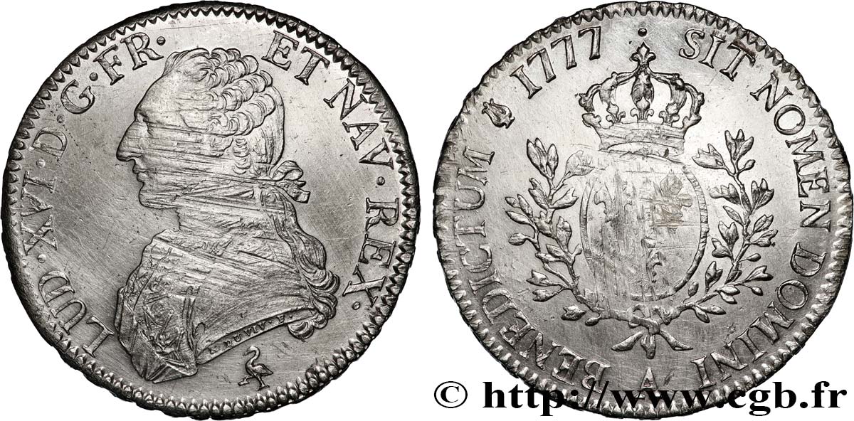 LOUIS XVI Écu aux branches d olivier 1777 Paris TTB+/SUP