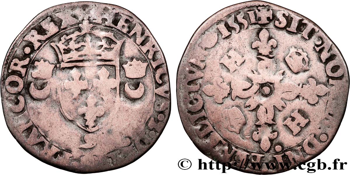 HENRY II Douzain aux croissants 1551 Rennes VF