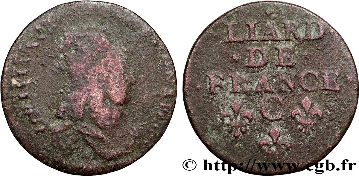 LOUIS XIV  THE SUN KING  Liard de France n.d. Caen q.MB/MB