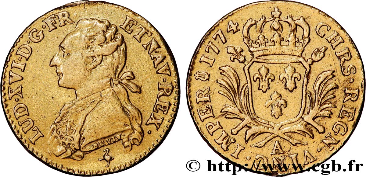 LOUIS XVI Louis d’or aux palmes 1774 Paris MBC