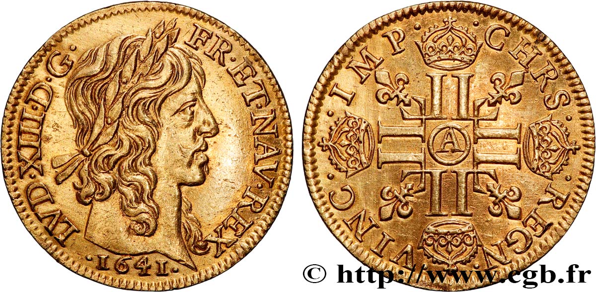 LOUIS XIII  Louis d or aux huit L (effigie de Jean Warin) 1641 Paris, Monnaie du Louvre VZ