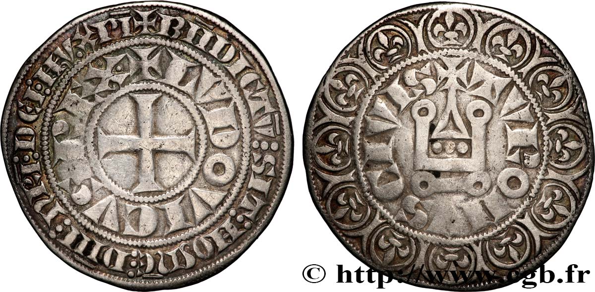 LOUIS IX OF FRANCE CALLED SAINT LOUIS Gros tournois après 1266  XF/VF