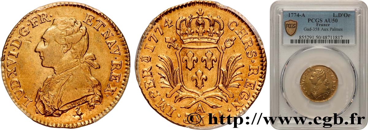 LOUIS XVI Louis d’or aux palmes 1774 Paris SS50