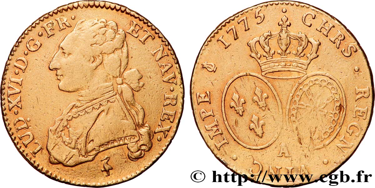 LOUIS XVI Double louis d’or aux écus ovales 1775 Paris TB+