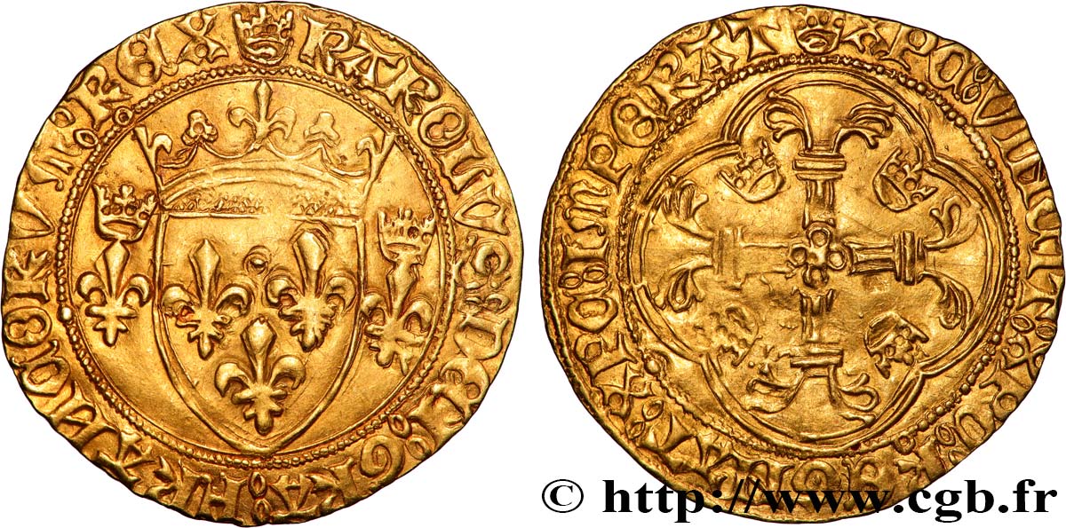 CHARLES VII LE VICTORIEUX Écu d or à la couronne ou écu neuf n.d. Saint-Lô SUP/TTB+