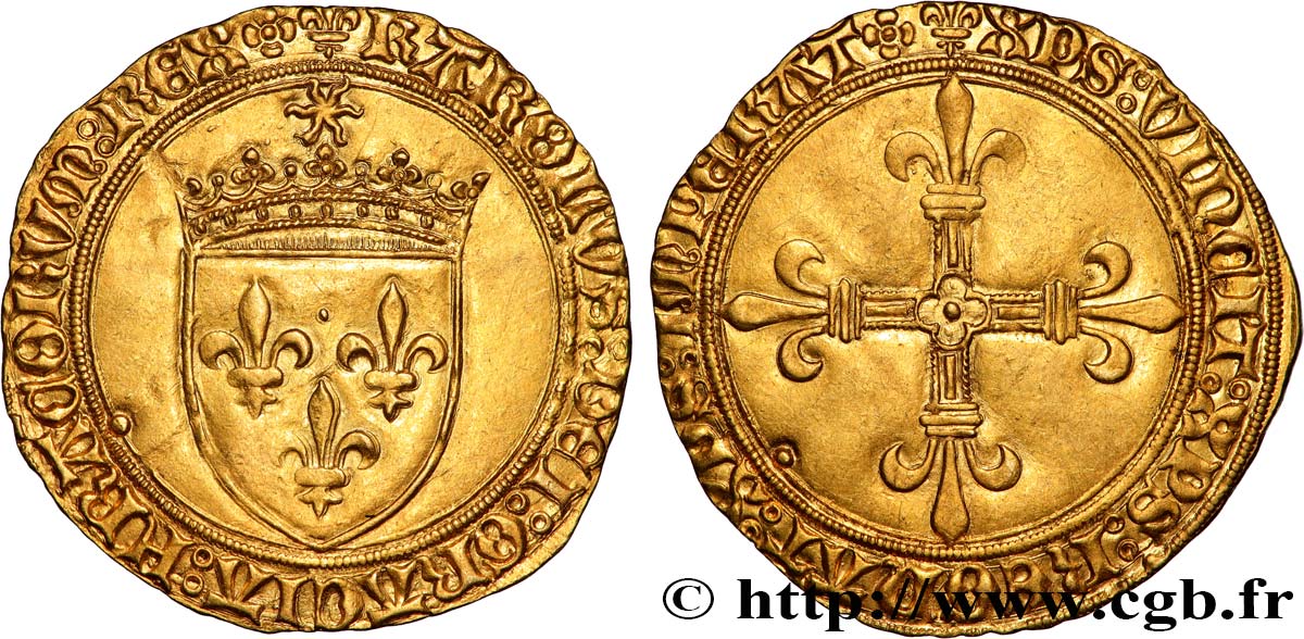 CHARLES VIII Écu d or au soleil n.d. Saint-Lô SUP