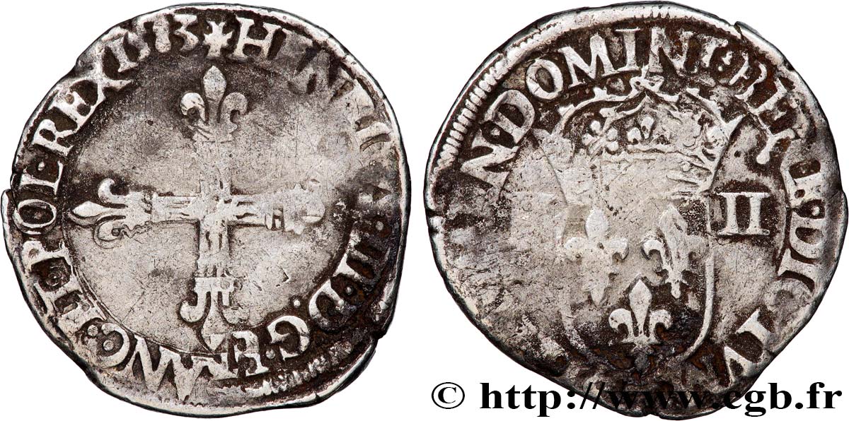 HENRY III Quart d écu, croix de face 1583 Nantes S