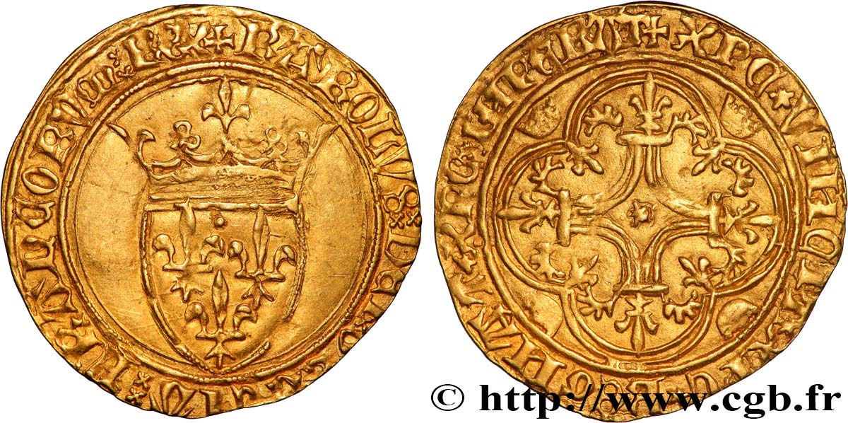 CHARLES VI LE FOU OU LE BIEN AIMÉ Écu d or à la couronne n.d. Saint-Lô TTB+