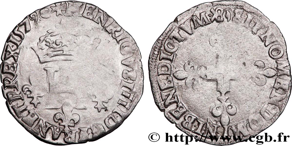 HENRY III Double sol parisis, 2e type 1579 Aix-en-Provence fSS