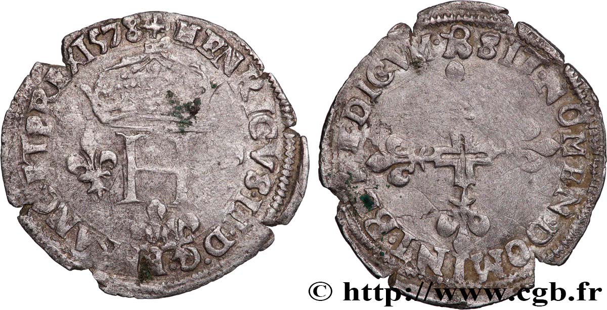 HENRI III Sol parisis 1578 Aix-en-Provence TB+