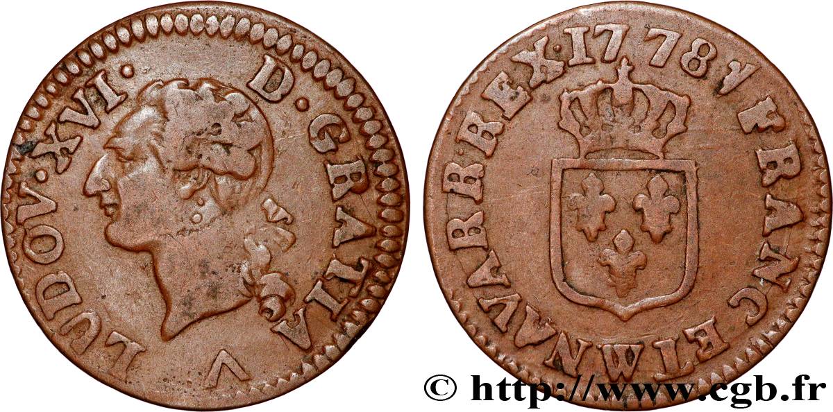 LOUIS XVI Liard dit  à l écu  1778 Lille TTB+