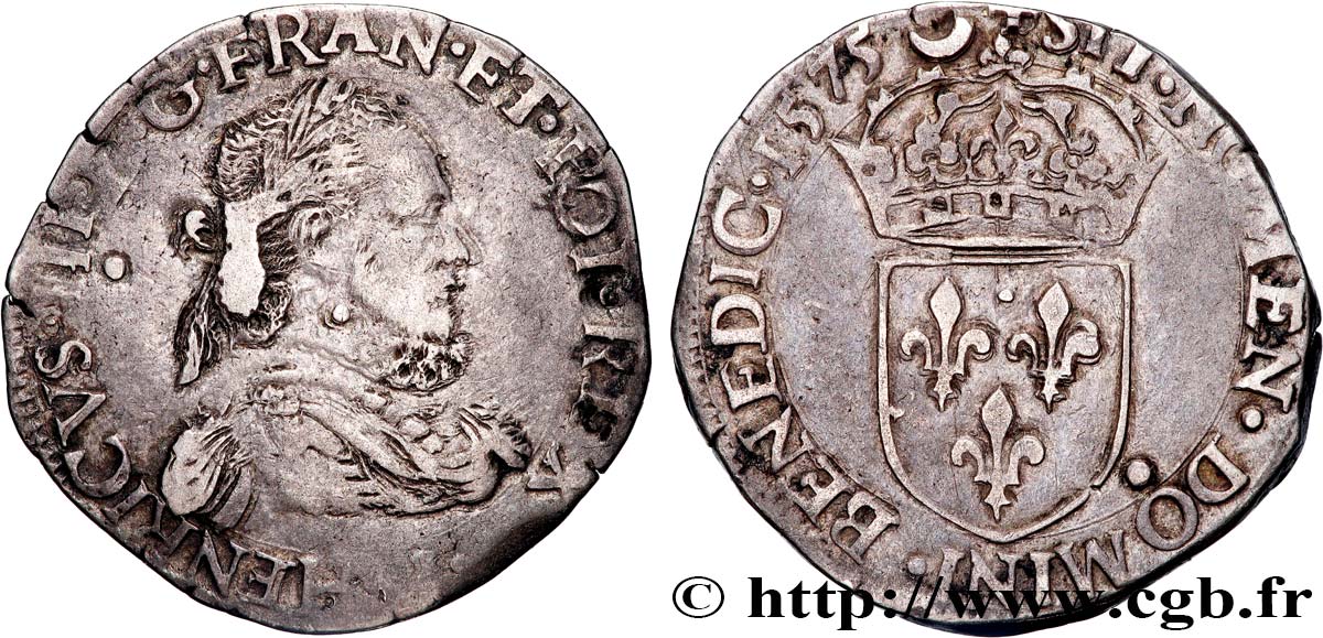 HENRI III Teston, 2e type 1575 Limoges TB+/TTB