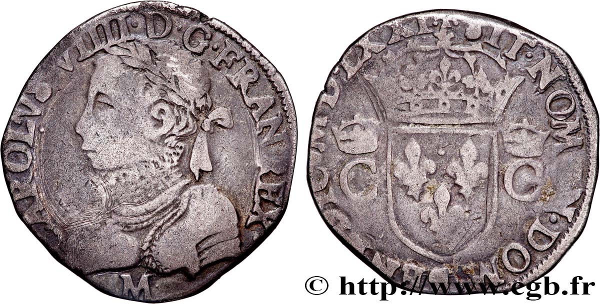 CHARLES IX Teston, 2e type 1571 Toulouse BC+/BC