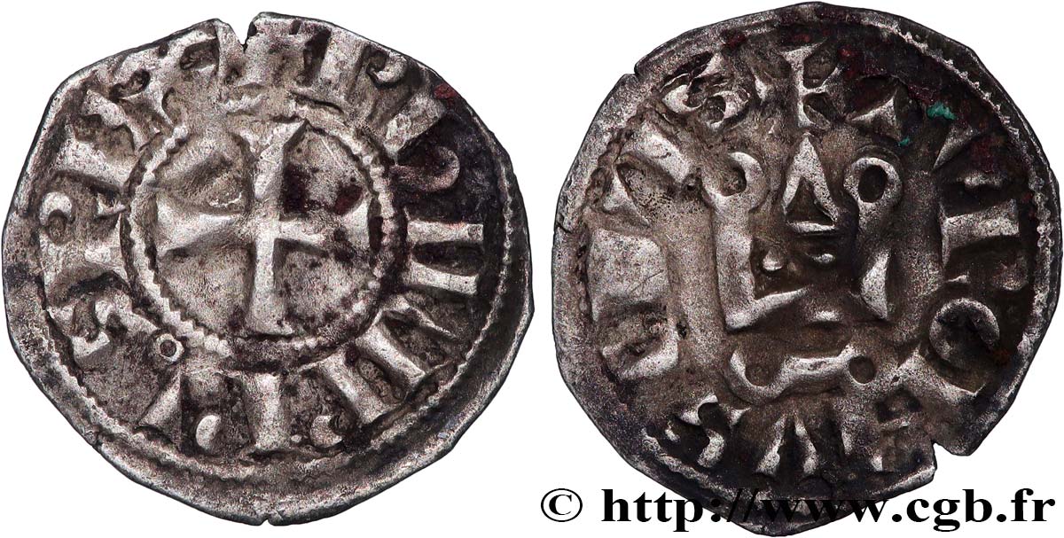 PHILIP III  THE BOLD  AND PHILIP IV  THE FAIR  Obole tournois à l O rond n.d. s.l. XF