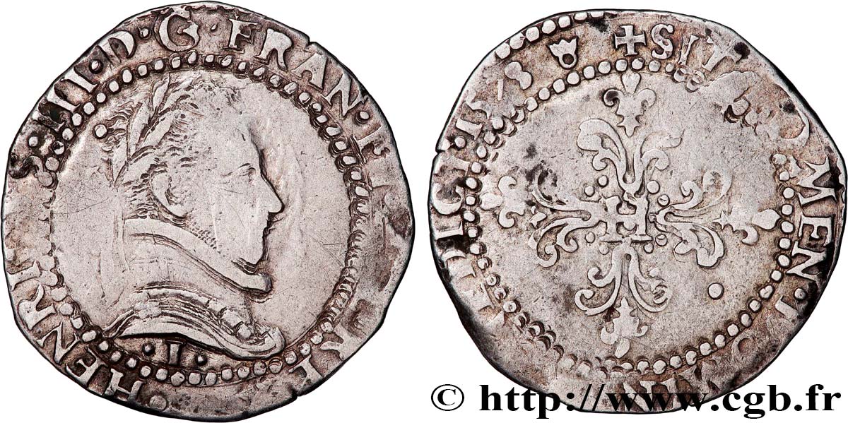 HENRY III Demi-franc au col plat 1578 Limoges q.BB