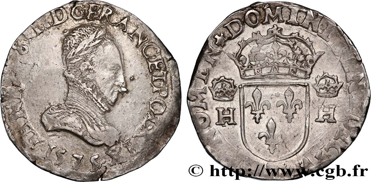 HENRY III Teston, 4e type 1575 (MDLXXV) Nantes SS/fSS