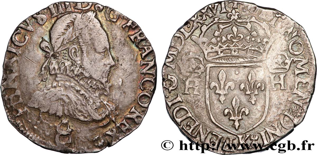 HENRY III Teston, 1er type sans le titre de roi de Pologne 1576 (MDLXXVI) Bordeaux BC+/MBC