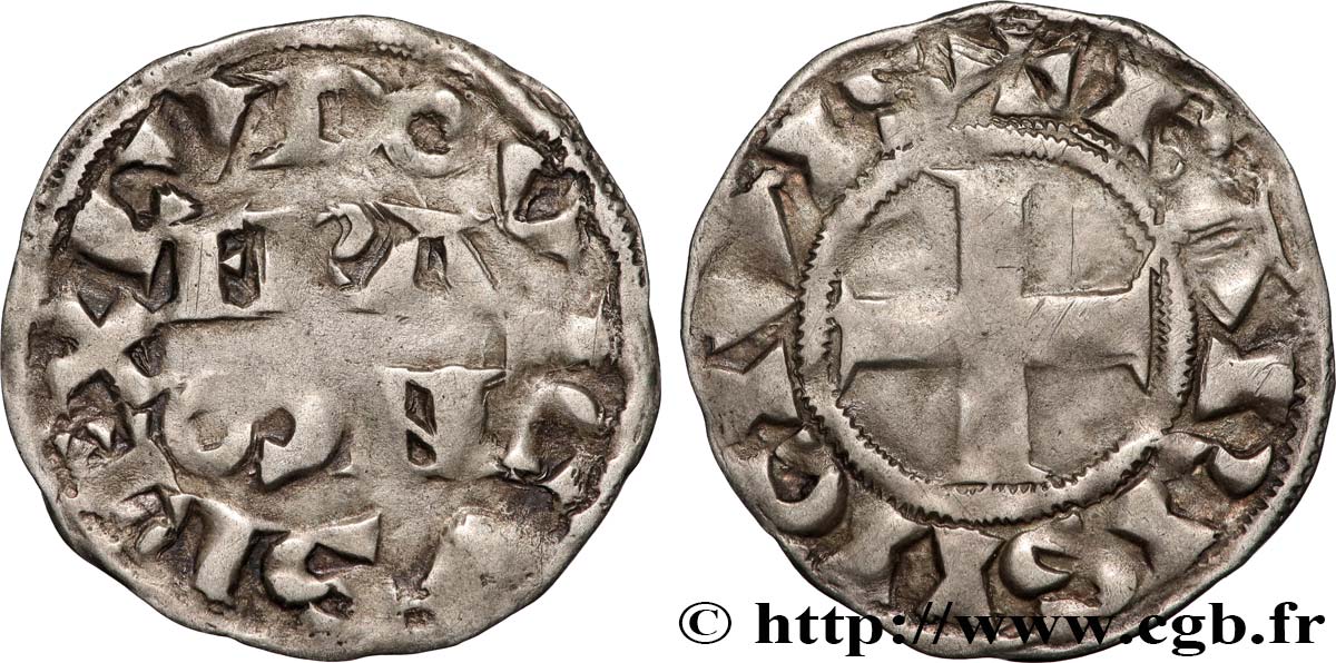 LOUIS VII THE YOUNG Denier parisis, 3e type n.d. Paris XF/AU