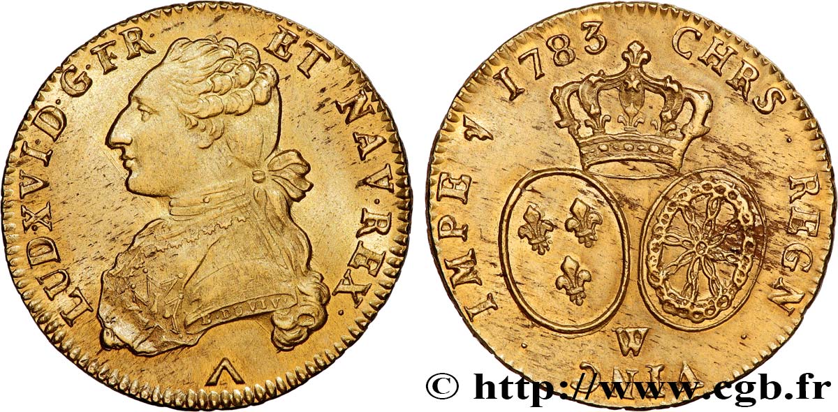 LOUIS XVI Double louis d’or aux écus ovales 1783 Lille SPL