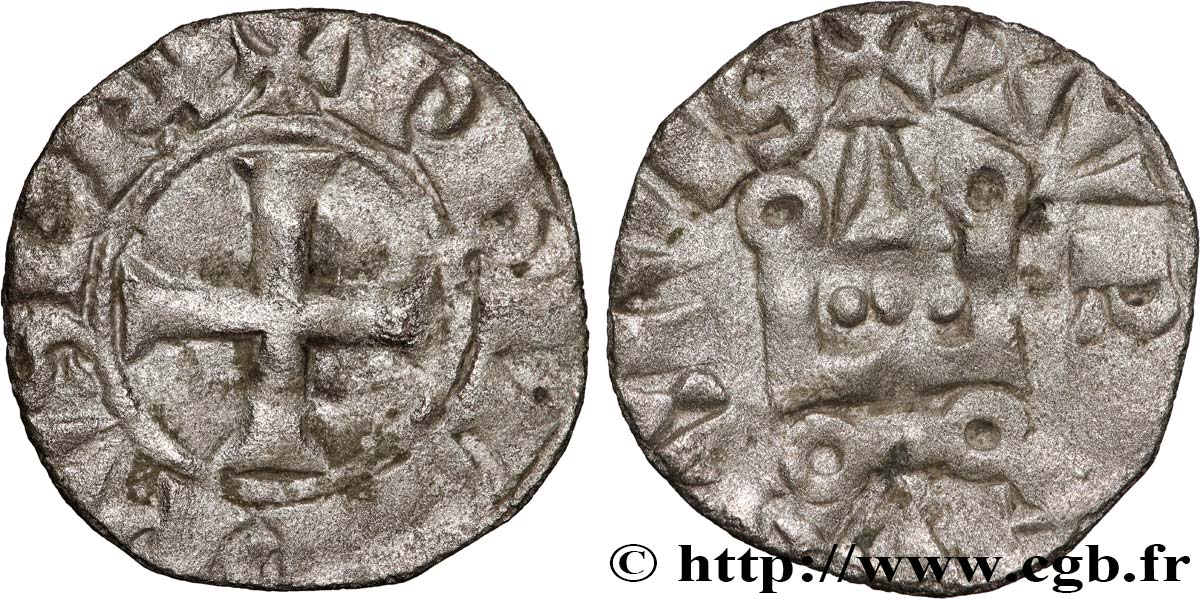 PHILIP III  THE BOLD  AND PHILIP IV  THE FAIR  Obole tournois à l O rond n.d. s.l. VF/XF