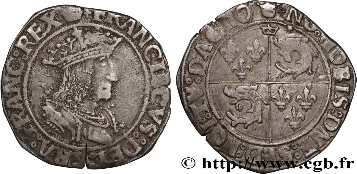 FRANCOIS I Teston du Dauphiné, 1er type n.d. Crémieu SS