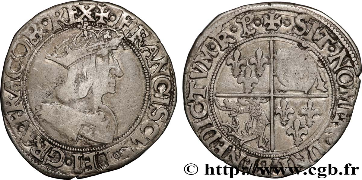 FRANCOIS I Teston du Dauphiné, 2e type n.d. Romans BC+