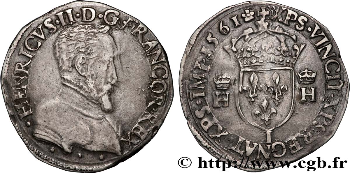 CHARLES IX COINAGE IN THE NAME OF HENRY II Teston à la tête nue, 1er type 1561 Limoges XF