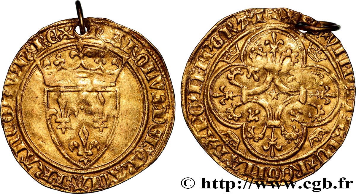 CHARLES VI  THE MAD  OR  THE WELL-BELOVED  Écu d or à la couronne n.d.  q.MB