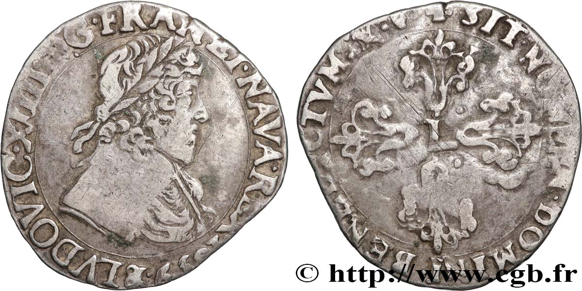 LOUIS XIII  Demi-franc, 13e type 1639 Aix-en-Provence XF/VF