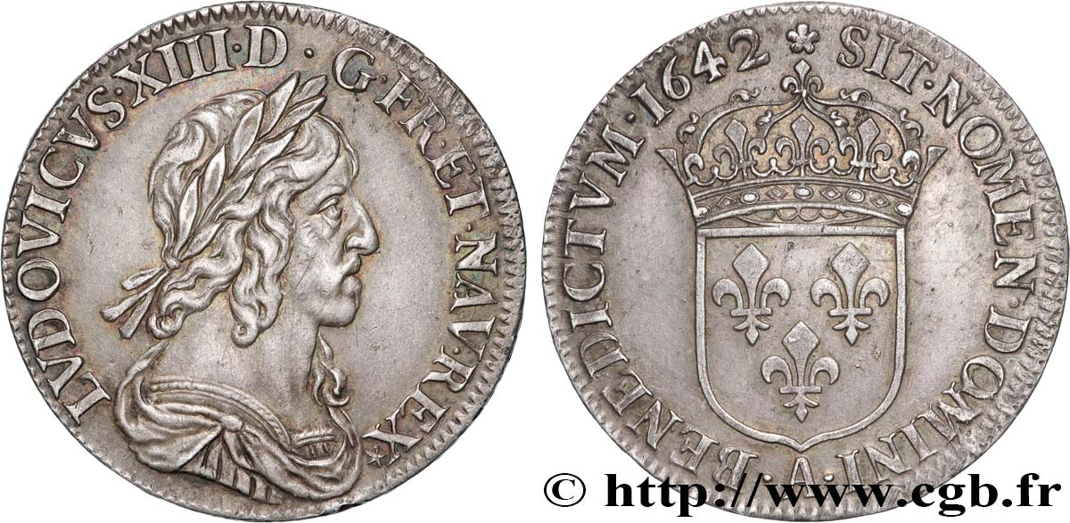 LOUIS XIII  Quart d écu, buste drapé et cuirassé (2e buste de Jean Warin) 1642 Paris, Monnaie de Matignon AU