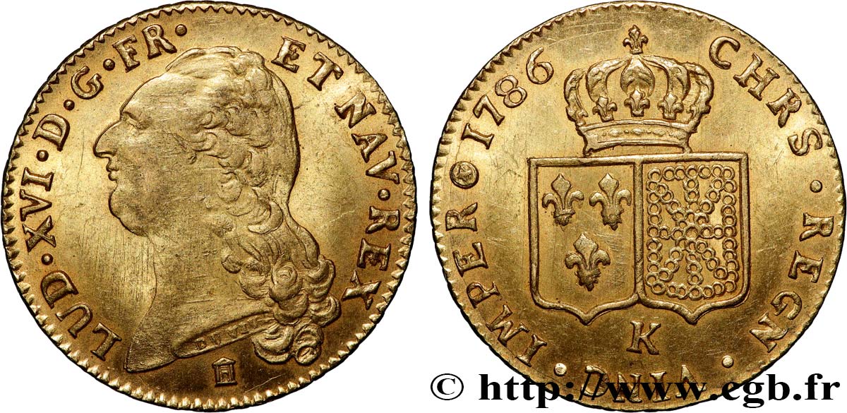 LOUIS XVI Double louis d’or aux écus accolés 1786 Bordeaux AU/AU