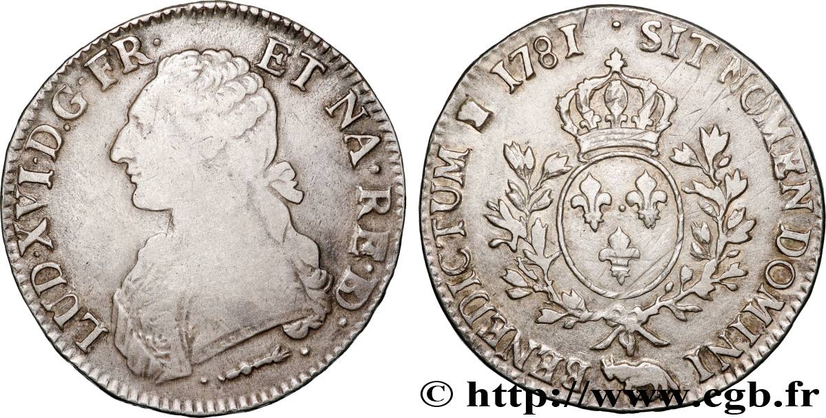 LOUIS XVI Écu aux branches d olivier 1781 Pau TB+/TTB+