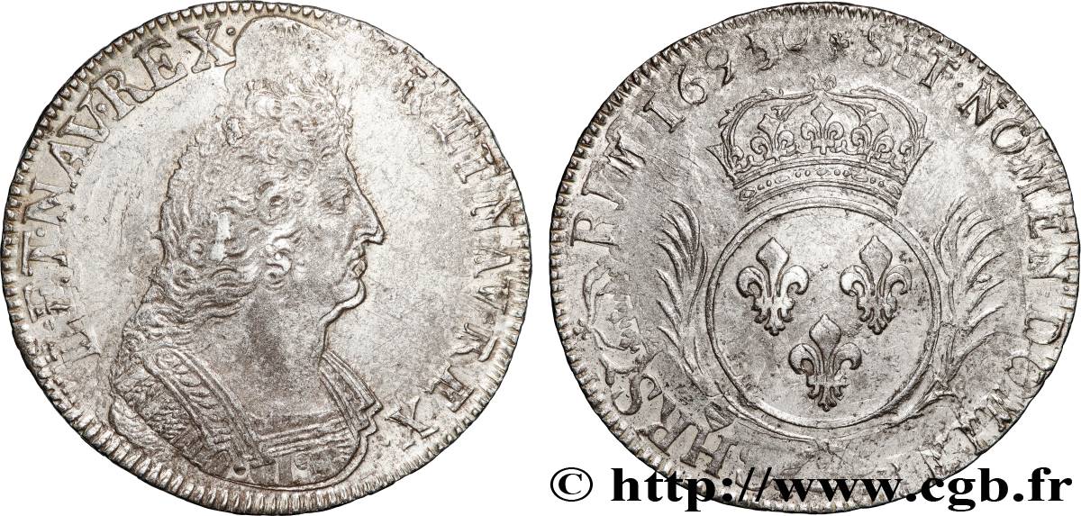 LOUIS XIV  THE SUN KING  Écu aux palmes 1695 Lille SS