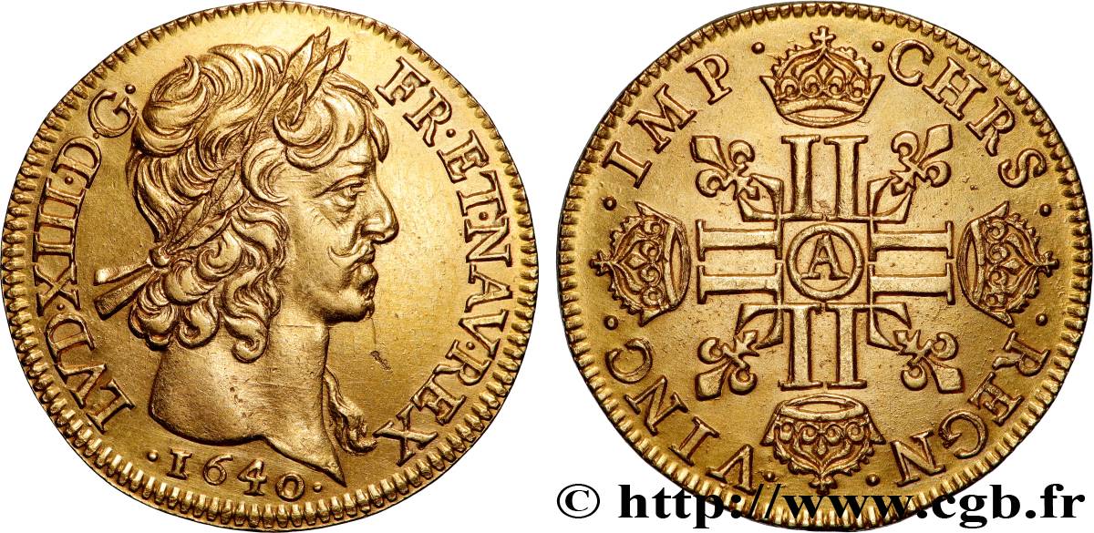 LOUIS XIII LE JUSTE Louis d or aux huit L (effigie de Jean Warin) 1640 Paris, Monnaie du Louvre TTB+/SUP