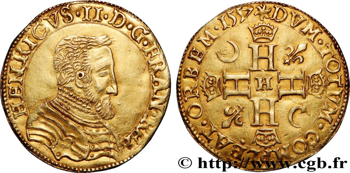 HENRY II Double henri d or, 1er type (faux d’époque) 1557 La Rochelle q.SPL